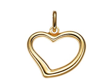 14K Yellow Gold Heart Necklace, Minimalist Open-Heart Necklace,Heart Pendant, Valentines Day Gift, Heart Necklace in 14K Gold, Love Necklace