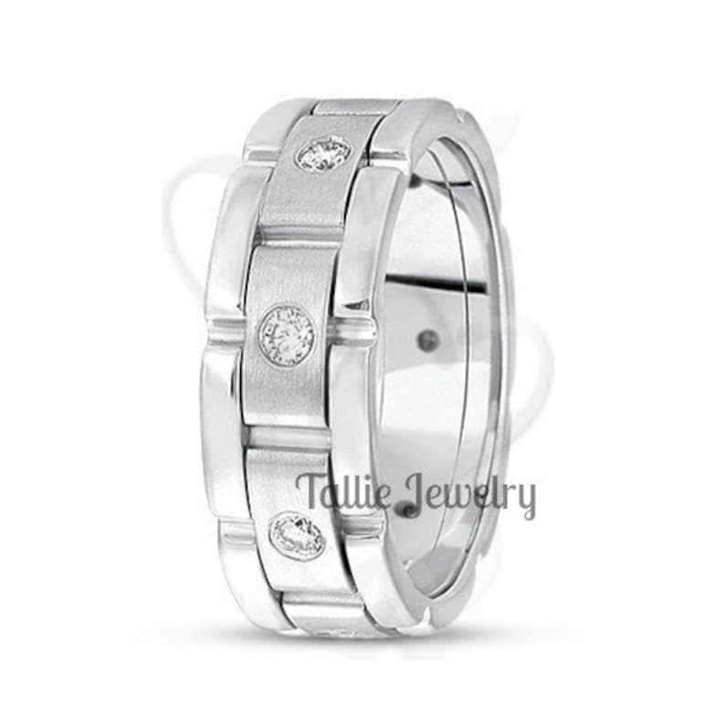 Mens 1 0ct Princess Cut Diamond Wedding Band Ring Platinum
