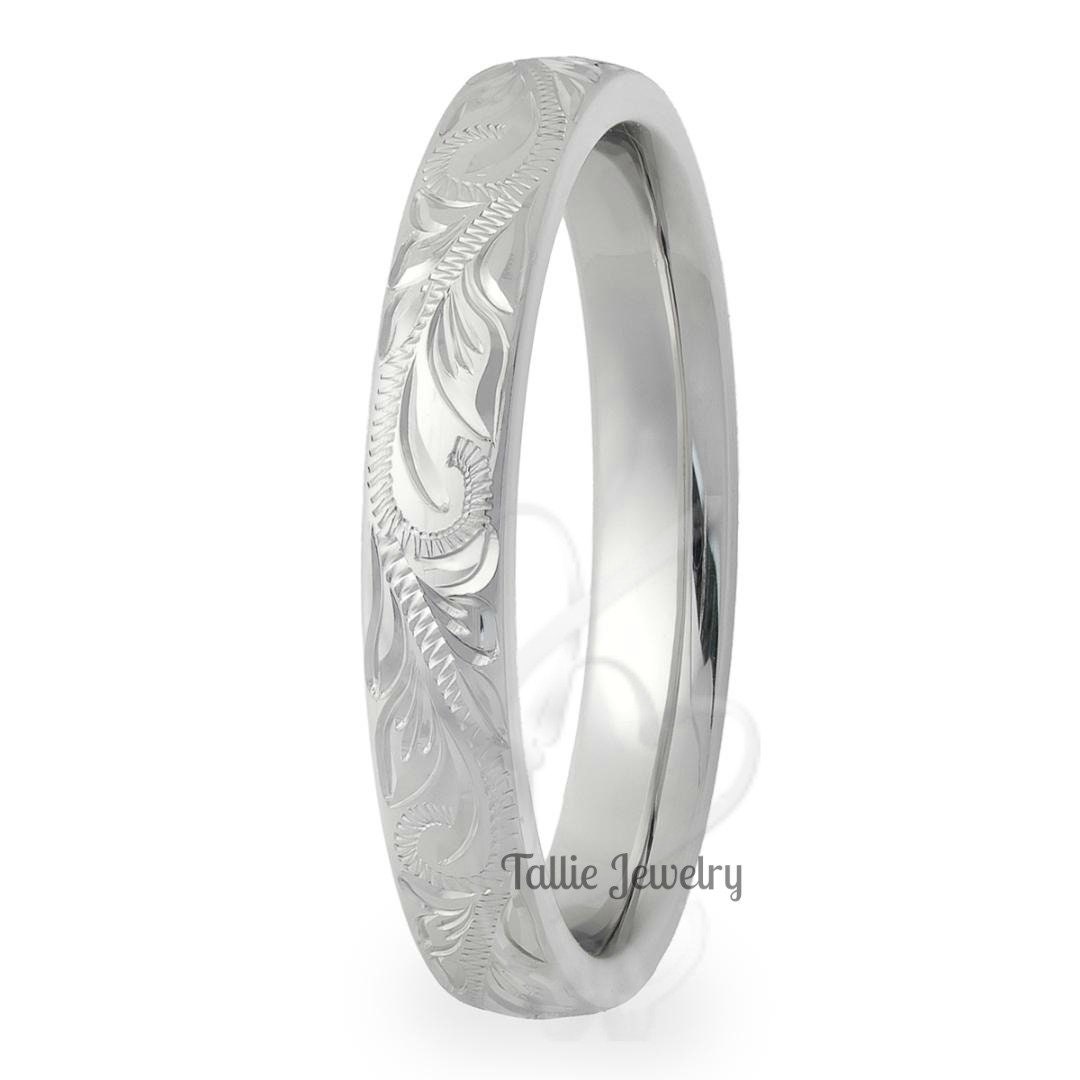 Platinum Hand Engraved Wedding Bands, Hand Engraved Platinum Wedding ...