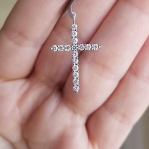 Diamond Cross Necklace, 14K Gold Cross Necklace, 0.85 Carat Natural Diamond Cross Pendant ,Baptism Gift , Crucifix Cross Necklace