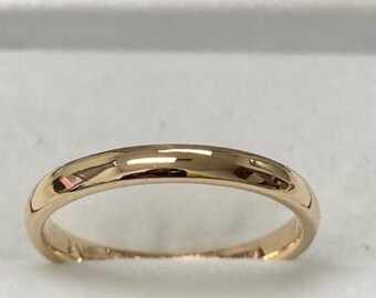 2mm 10K 14K 18K Yellow Gold Wedding Bands, Dome  Plain Mens and Womens Wedding Rings, His and Hers Wedding Bands, Thin Wedding Band