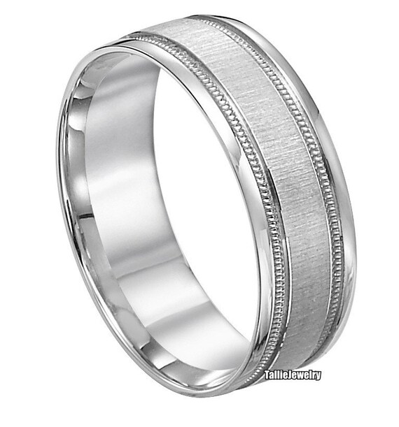 Mens Brushed Platinum Wedding Bands