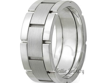 Mens Platinum Wedding Band, Platinum Mens Wedding Ring, 8mm Handmade Platinum Wedding Bands