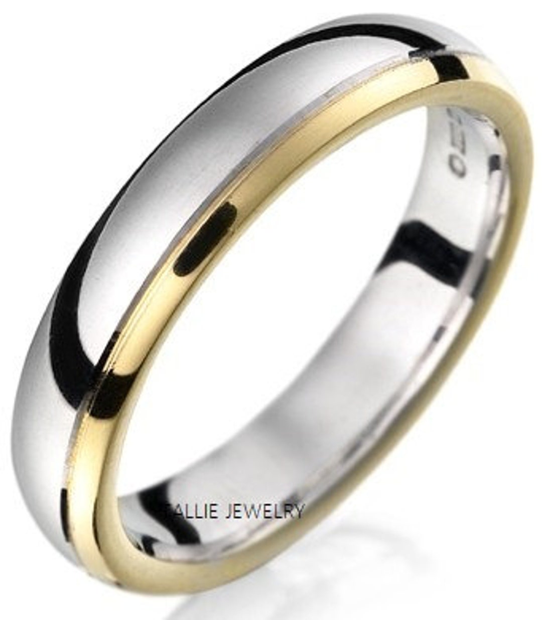 Two Tone Gold Wedding Bands,5mm 10K 14K 18K White and Yellow Gold Mens ...