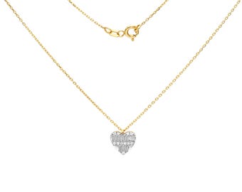 Heart Necklace, 14K Solid Yellow Gold Baguette Diamond CZ Heart Necklace, Minimalist Heart Necklace, Gold Necklace