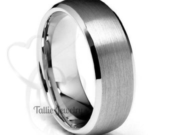 Mens Platinum Wedding Bands, Platinum Mens Wedding Ring, 7mm Satin Finish Beveled Edge Platinum Wedding Bands, Rings for Men, Platinum Rings