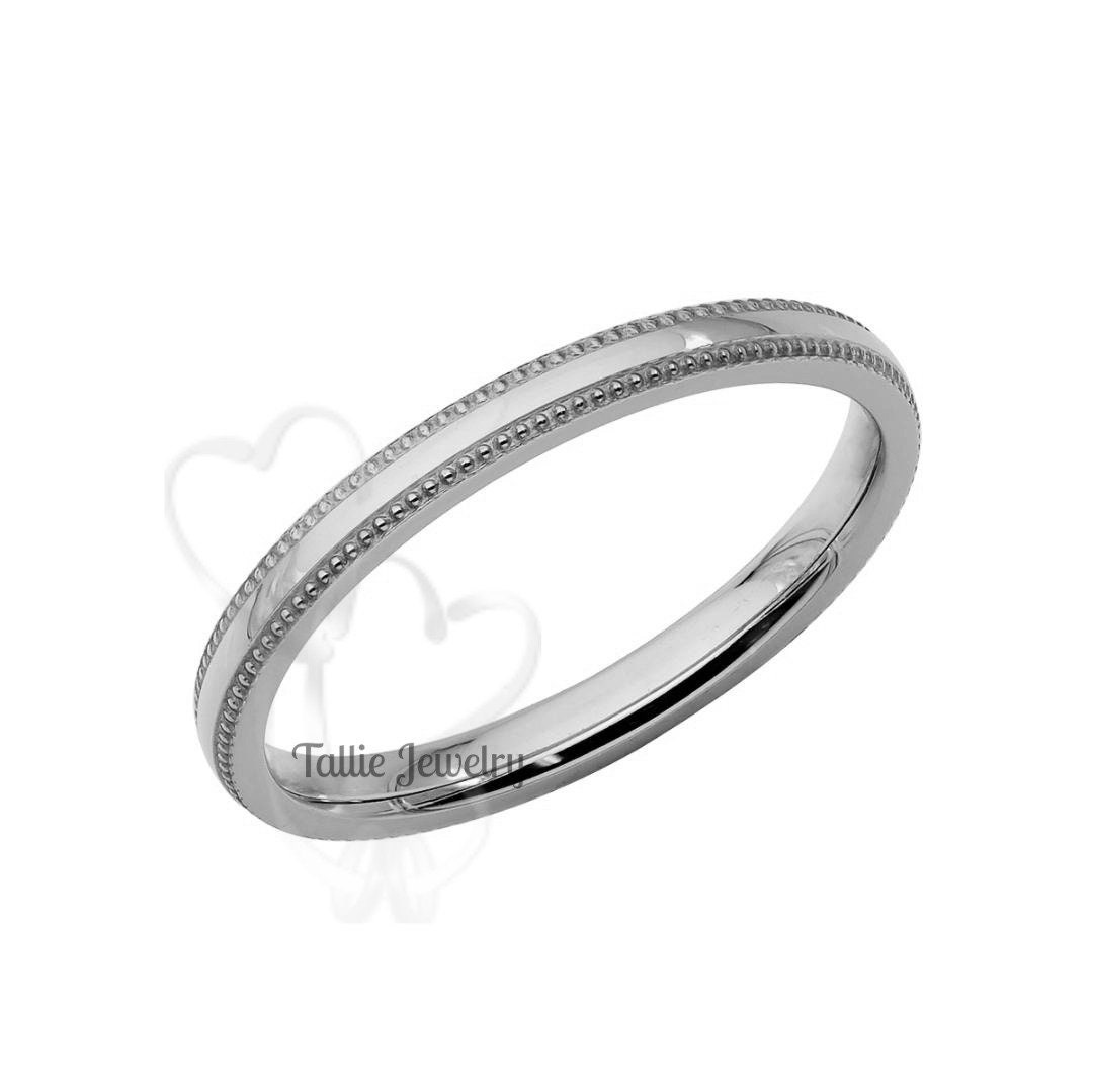 3mm Dome Milgrain Mens and Womens Platinum Wedding Bands – LTB JEWELRY