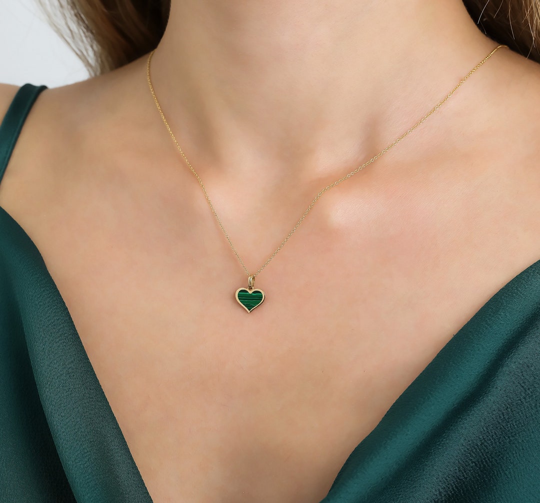 Audrey Heart Necklace -  Malachitge