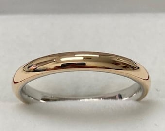 Two Tone Gold Wedding Bands, 3mm 10K 14K 18K Solid White and Yellow Gold  Mens and Womens Wedding Rings, His and Hers Wedding Bands