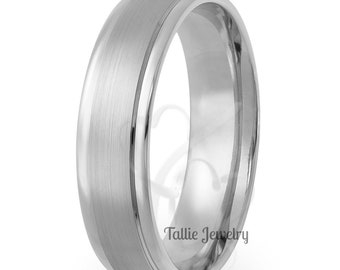 6mm 10K 14K 18K Solid White Gold Mens Wedding Bands, Mens Wedding Rings, His & Hers Wedding Bands, Rings for Men