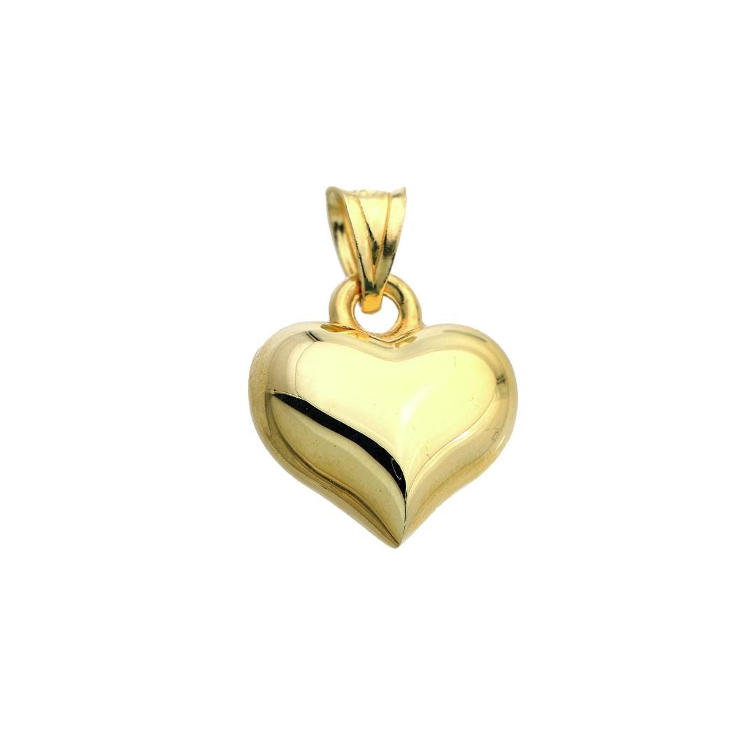 10K Gold Puffy Heart Charm Pendant, Real Gold, 3-D / 10K Corazon de Oro -  C29