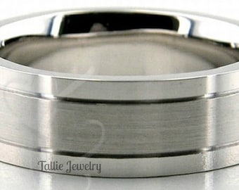 6mm 10K 14K 18K Solid White Gold Wedding Bands, Satin Finish Mens Wedding Rings, Mens Wedding Bands, His and Hers Rings, Rings for Men