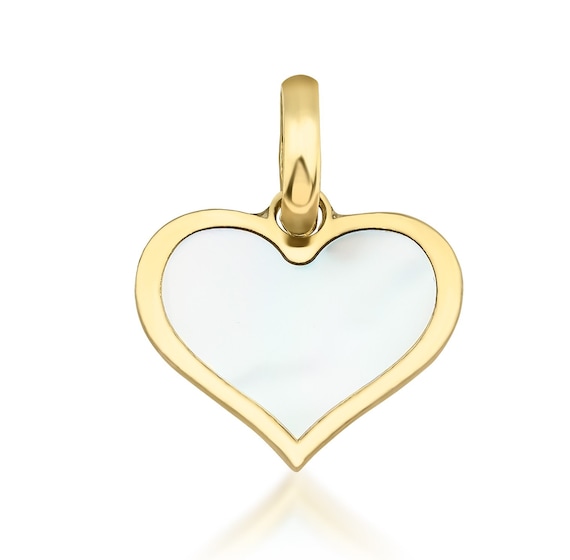 14K Yellow Gold Mother of Pearl Heart Necklace, Mother of Pearl Heart  Pendant, Heart Charm, Layering Necklace, Valentine Days Gifts - Etsy