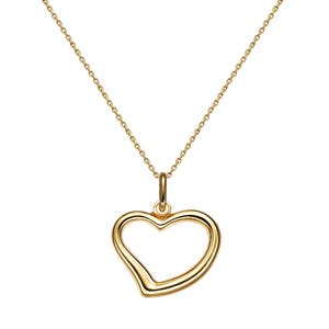 14K Yellow Gold Heart Necklace, Minimalist Open-Heart Necklace,Heart Pendant, Valentines Day Gift, Heart Necklace in 14K Gold, Love Necklace