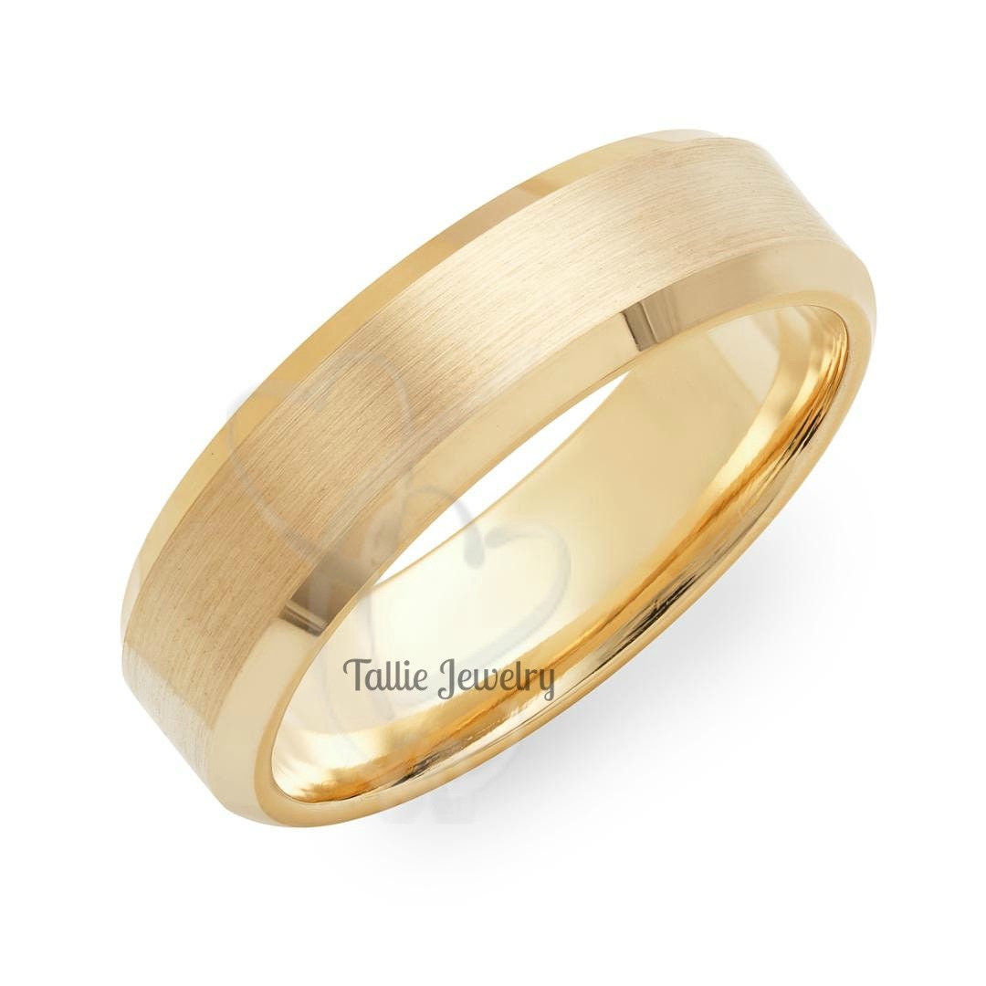 Yellow Gold Mens Wedding Bands 6mm 10K 14K 18K Solid Yellow - Etsy