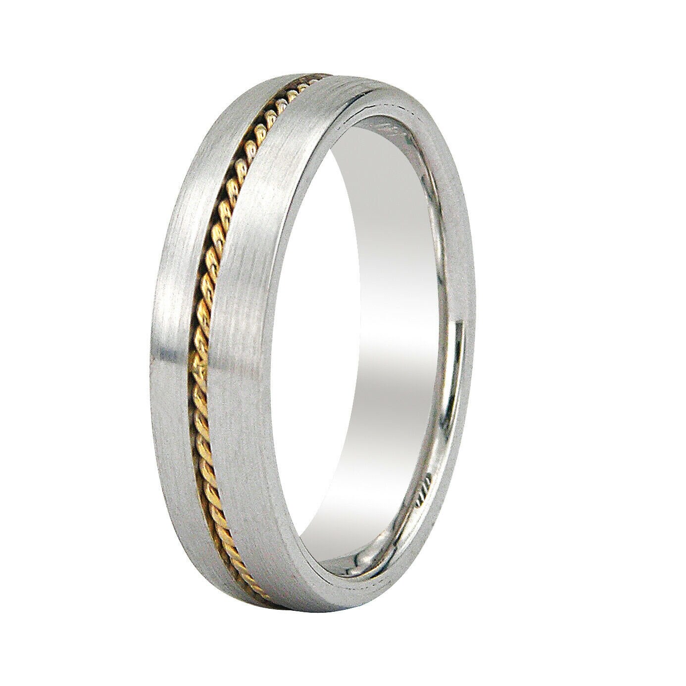 White and yellow gold braided wedding band