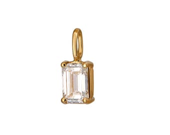 Diamond Solitaire Necklace, 14K Solid Yellow Gold 1 Carat Emerald Cut Lab Grown Diamond Solitaire Necklace, Diamond Solitaire Pendant