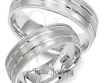 His & Hers Platinum Wedding Bands,  Platinum Matching Wedding Rings Set , Platinum Ring for Men, Rings for Women