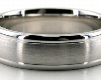 6mm Satin Finish  Platinum Mens Wedding Bands, Platinum Mens Wedding Rings