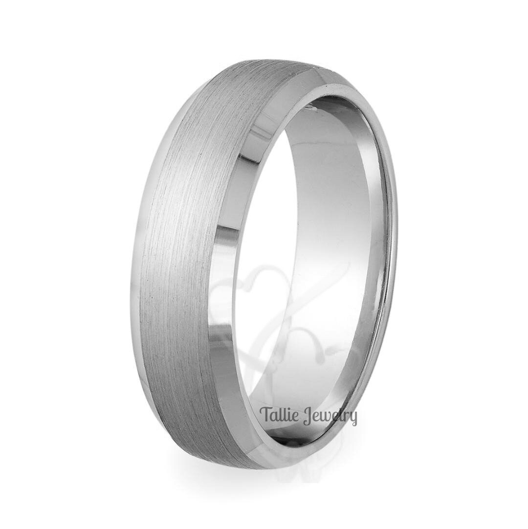 Satin finish platinum wedding band deals