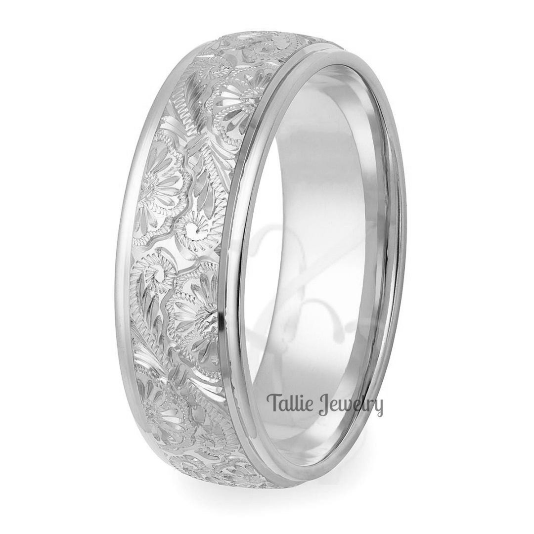 Elegant Engraved Wedding Rings in Platinum – Timeless Style for Forever