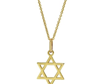 14K Solid Yellow Gold Star Of David Necklace, Jewish Star Necklace , Star Of David Pendant, Hanukkah Gift , Bat Mitzvah Gift