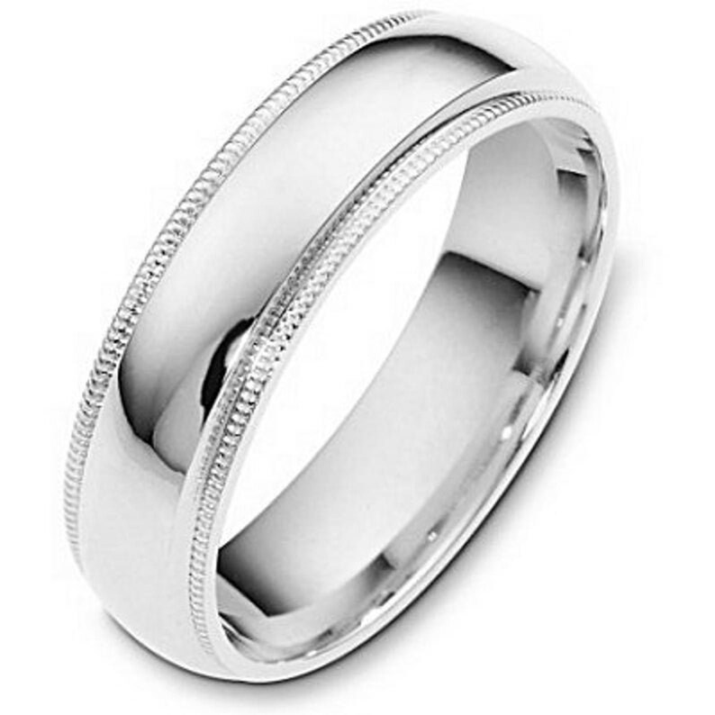 Platinum Wedding Ring Platinum Wedding Band Milgrain Dome Etsy