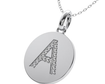 Diamond Initial Necklace, 14K White Gold Diamond Letter Necklace, Natural Diamond Letter Pendant ,Personalized Diamond Initial Pendant