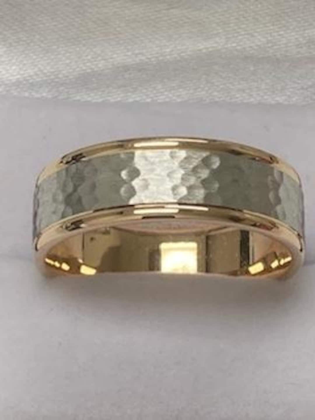 men's white and yellow gold wedding bands