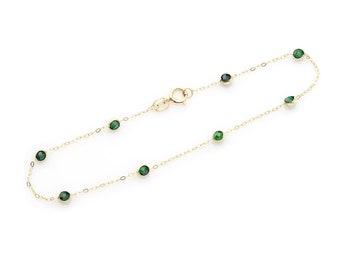Emerald Bracelet 14K Solid Yellow Gold 