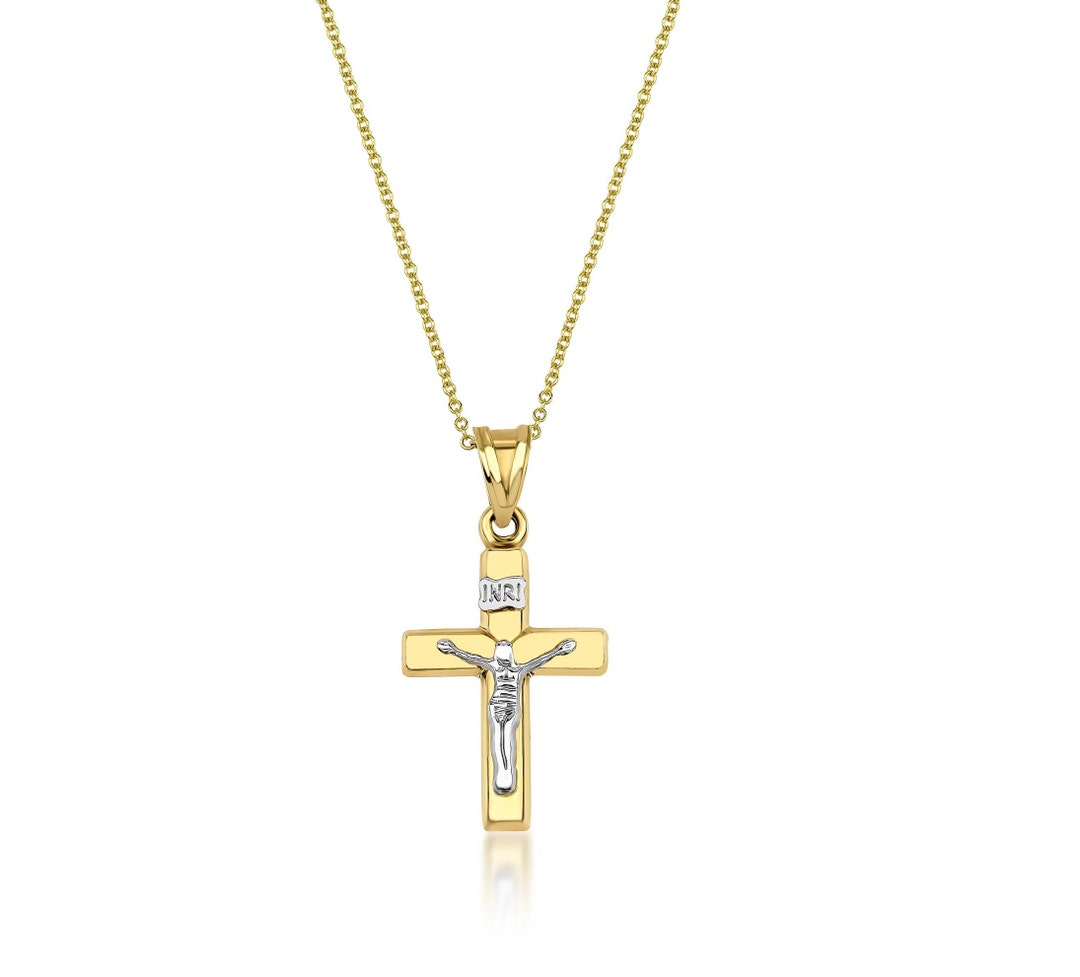 Cross Necklace 14K Yellow Gold Cross Necklace Cross Pendant Etsy