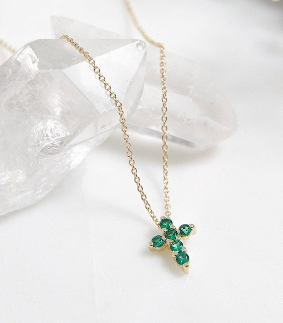 Emerald cross 2024 necklace white gold