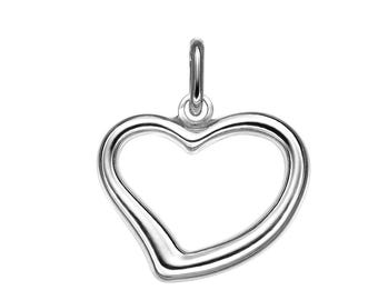 14K White Gold Heart Necklace, Minimalist Open-Heart Necklace, Heart Pendant, Valentines Day Gift, Heart Necklace in 14K Gold, Love Necklace
