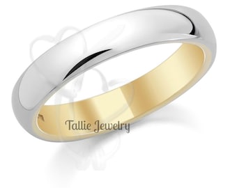 Platinum Wedding Bands, Platinum Wedding Rings,  18K Solid Yellow Gold and Platinum Mens & Womens Wedding Bands, Two Tone Gold Wedding Ring