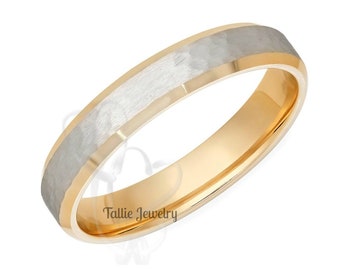 Platinum Wedding Bands, Platinum Wedding Rings ,18K Solid Yellow Gold and Platinum  Mens & Womens Wedding Bands, Two Tone Ring