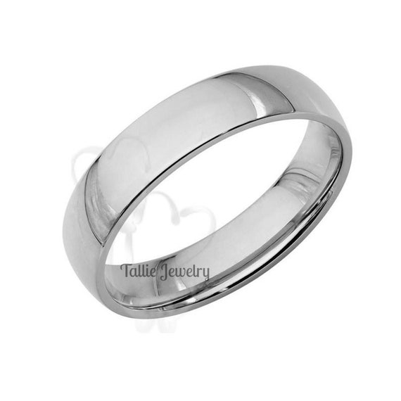 Domed Step Edge Men's Wedding Ring in Platinum (5mm)