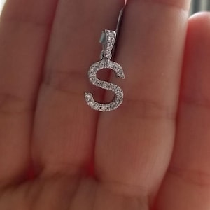 14K Gold Diamond Initial Necklace, Diamond Letter Necklace ,0.40 Carat Natural Diamond Initial Pendant,  Letter S Necklace in 14K Gold