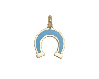 Turquoise Horseshoe Necklace, 14K Solid Yellow Gold Horseshoe Necklace, Horseshoe Pendant, Good Luck Charm, Dainty Horseshoe Charm