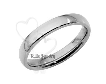 14K Solid White Gold Wedding Bands, Shiny Finish Plain Dome Mens and Womens Wedding Rings, 3mm 10K 14K 18K Solid White Gold Wedding Band,