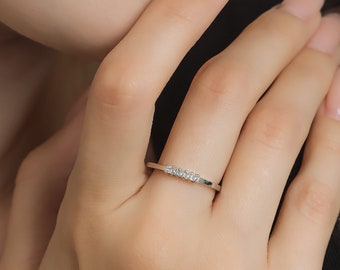 14K White Gold Princess Cut Diamond Wedding Band, Womens Diamond Wedding Ring,  Engagement Rings ,Anniversary Wedding Band,  Promise Ring