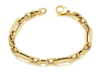 14K Yellow Gold Paperclip Bracelet, Rolo Chain Bracelet, Cable Chain Bracelet, 5.3gr Gold Link Bracelet
