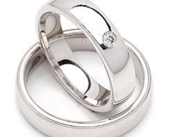 5mm 10K 14K 18K Solid White Gold Mens and Womens Diamond Wedding Bands, His and Hers Wedding Rings Set, Matching Wedding Bands,Diamond Rings