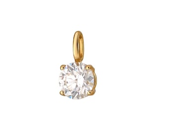 Diamond Solitaire Necklace, 14K Solid Yellow Gold 1 Carat Round Lab Grown Diamond Solitaire Necklace, Diamond Solitaire Pendant