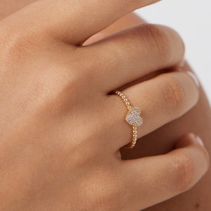 Diamond Heart Ring, 14K Solid Yellow Gold Heart Ring, Twisted Ring, Minimalist Diamond Heart Ring, Dainty Heart Ring, Rings for Women