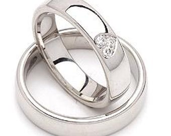 5mm 10K 14K 18K White Gold Mens and Womens Wedding Bands, Diamond Wedding Rings, His and Hers Wedding Rings Set, Matching Wedding Rings