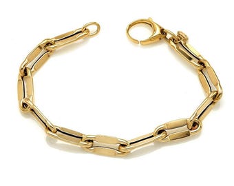 14K Yellow Gold Rolo Link Bracelet, Paperclip Bracelet, Cable Chain Bracelet, 4.4gr Gold Link Bracelet