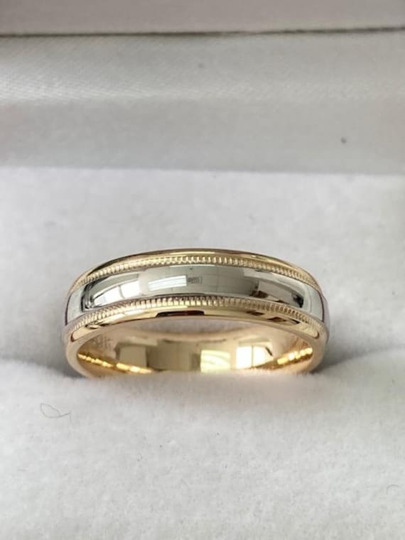 Platinum and yellow gold wedding band sale