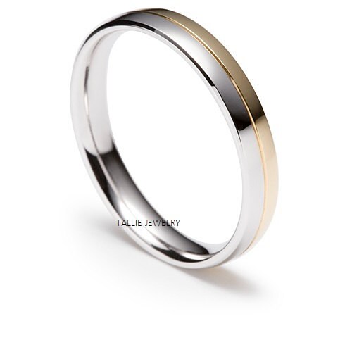 Two Tone Design  White Gold Plated Band