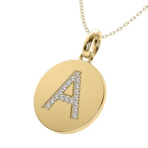14K Yellow Gold Diamond Initial Necklace, Diamond Letter Necklace, Natural Diamond Letter Pendant ,Personalized Diamond Initial Pendant