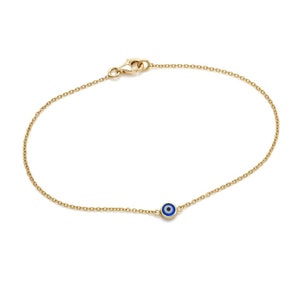 Evil Eye Bracelet, 14K Solid Yellow Gold Evil Eye Bracelet, Dainty Evil Eye Bracelet, Minimalist Gold Evil Eye ,Gifts for Her, Gold Bracelet